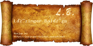 Lézinger Balázs névjegykártya